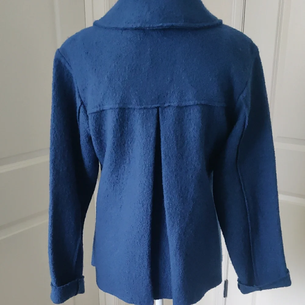 Monterey Bay 100% Wool Women's Blue Double-Breasted Jacket Sz 10